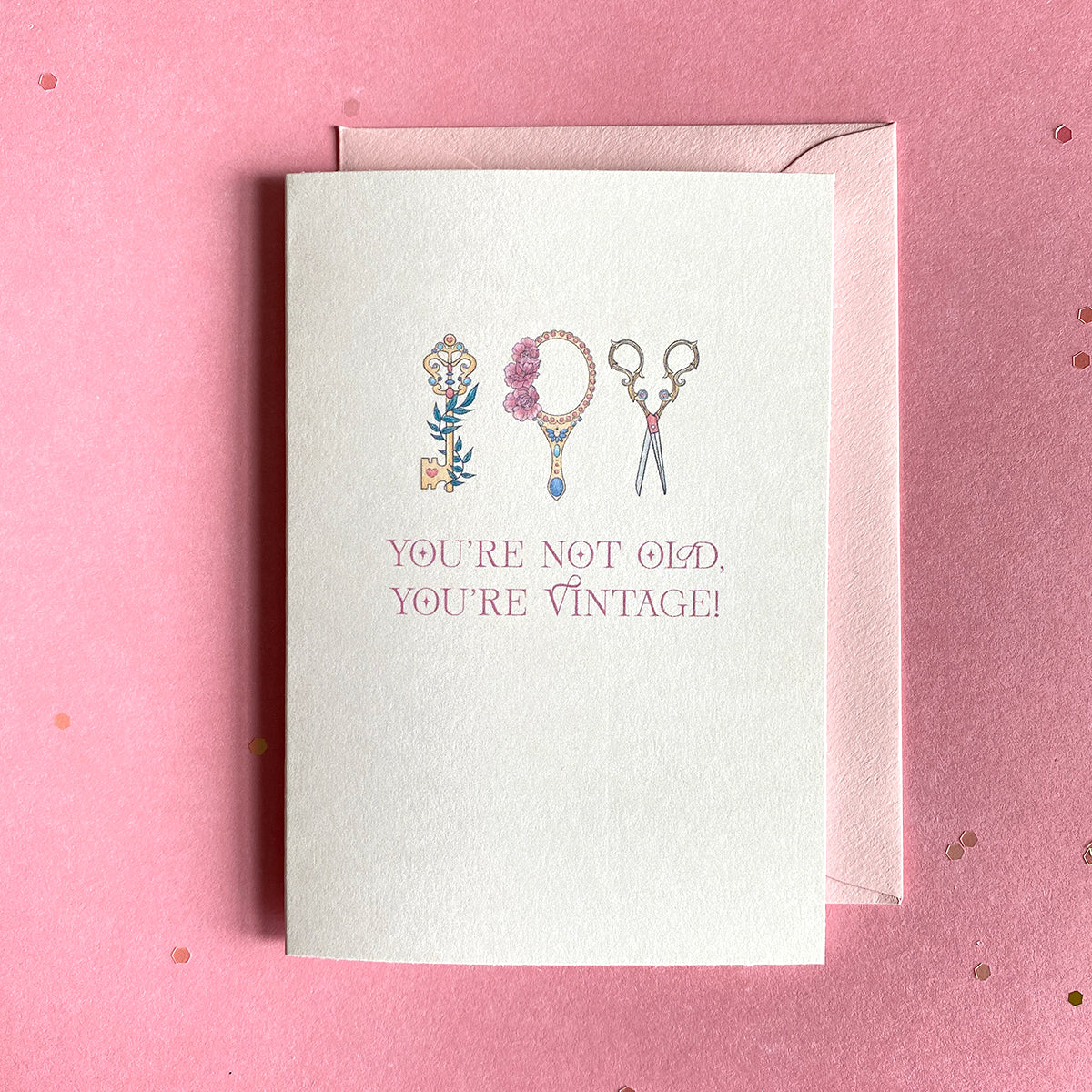 You're Not Old, You're Vintage Mini Birthday Greeting Card - Cheeky Peach Designs