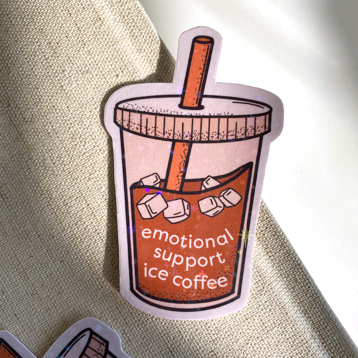 Emotional Support Ice Coffee Sticker - Cheeky Peach Designs