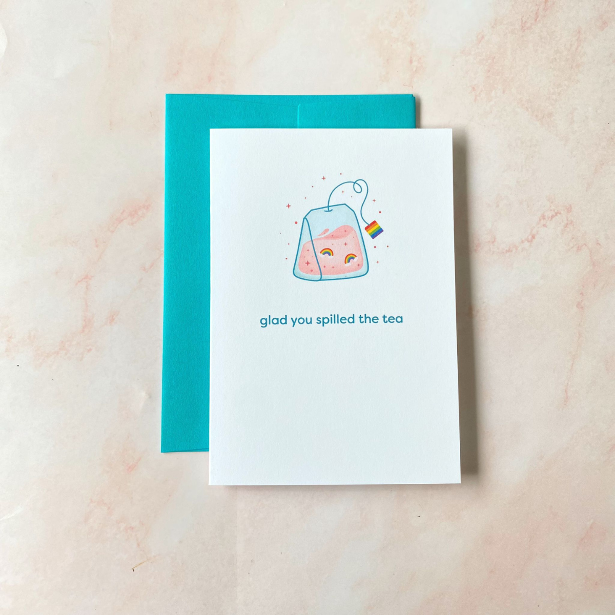 Spill The Tea | Pride | Mini Greeting Card - Cheeky Peach Designs