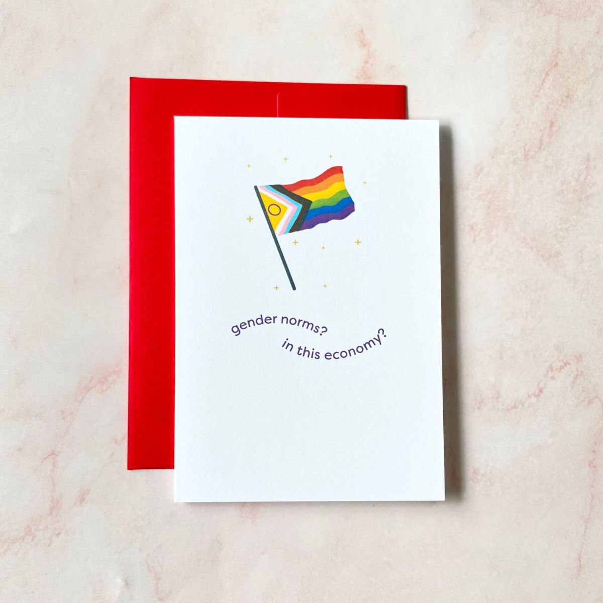 Gender Norms? In this Economy? | Pride | Mini Greeting Card - Cheeky Peach Designs