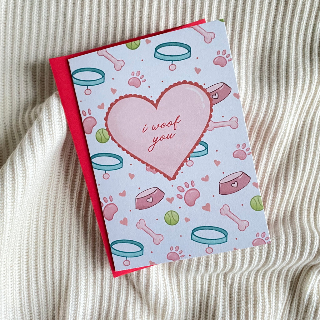 I Woof You Mini Greeting Card - Cheeky Peach Designs 
