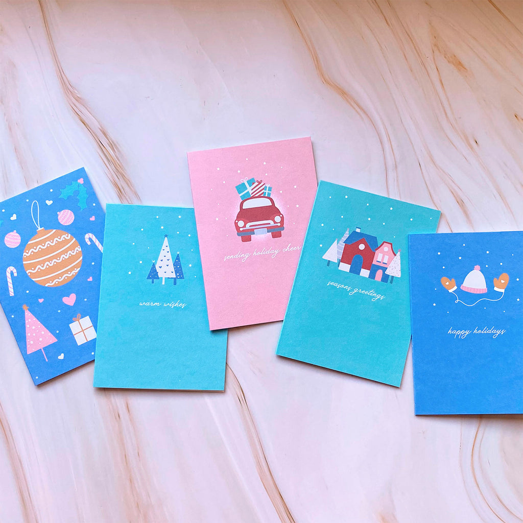 Happy Holidays Mini Greeting Card - Cheeky Peach Designs 