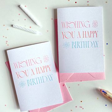 Wishing You A Happy Birthday Mini Greeting Card - Cheeky Peach Designs 