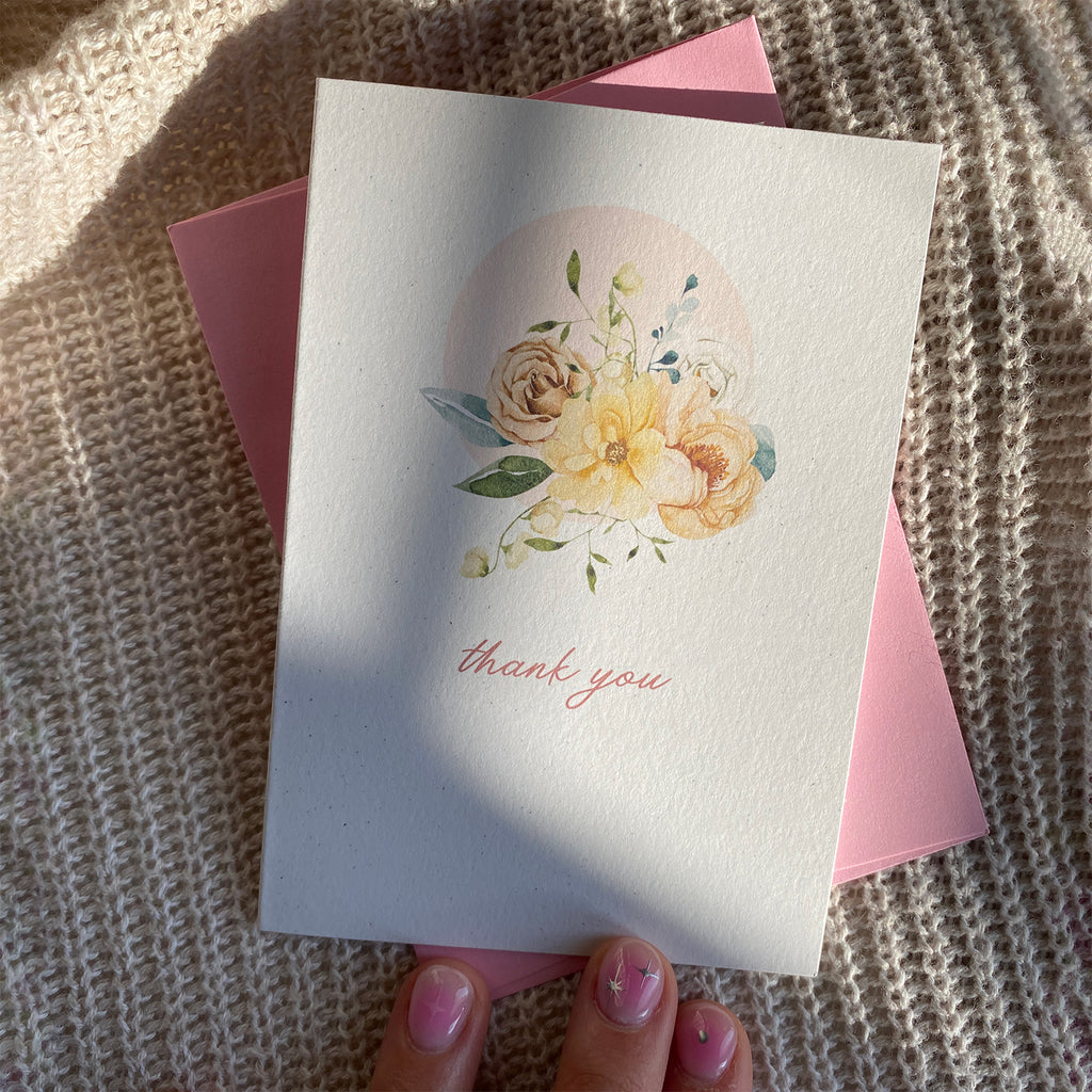 Botanical Bouquet Mini Thank You Greeting Card - Cheeky Peach Designs 