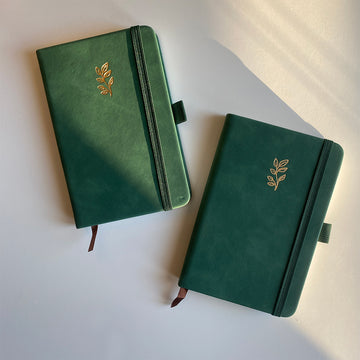 Emerald Elegance A6 Hardcover Notebook - Cheeky Peach Designs 