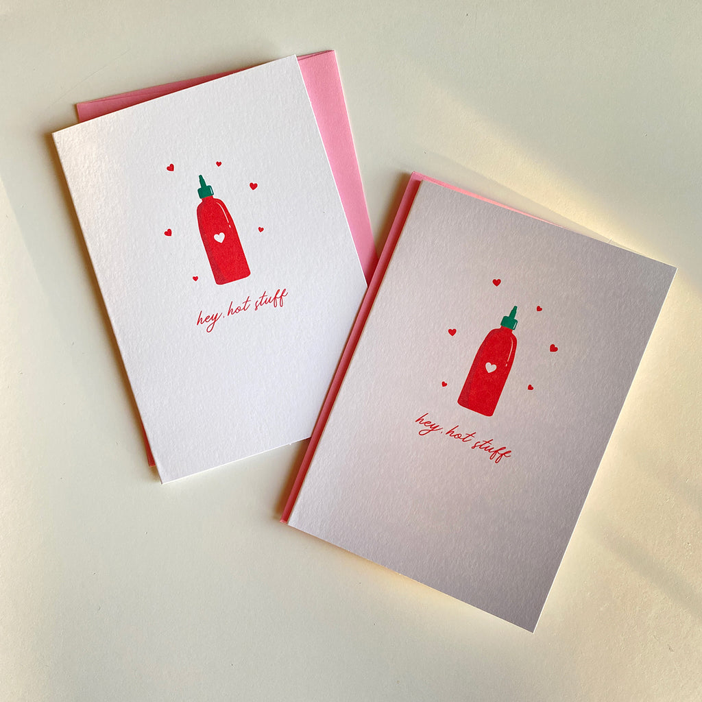 Hey, Hot Stuff! Mini Greeting Card - Cheeky Peach Designs 