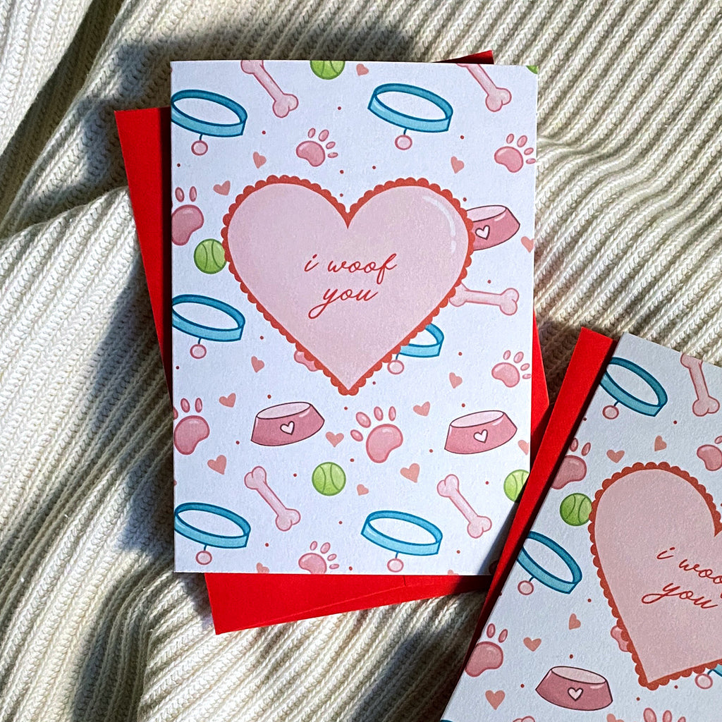 I Woof You Mini Greeting Card - Cheeky Peach Designs 