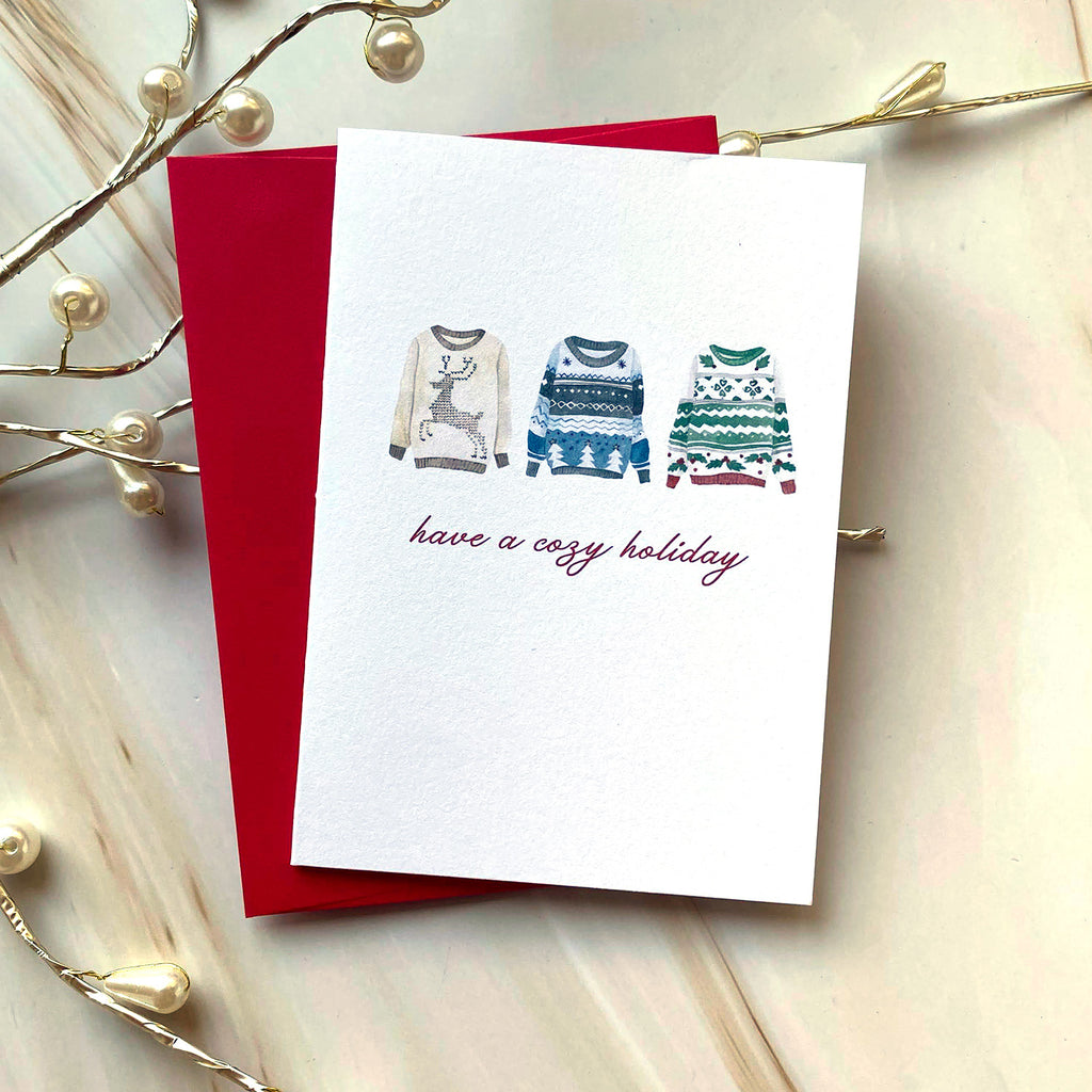 Cozy Holiday Mini Holiday Greeting Card - Cheeky Peach Designs 