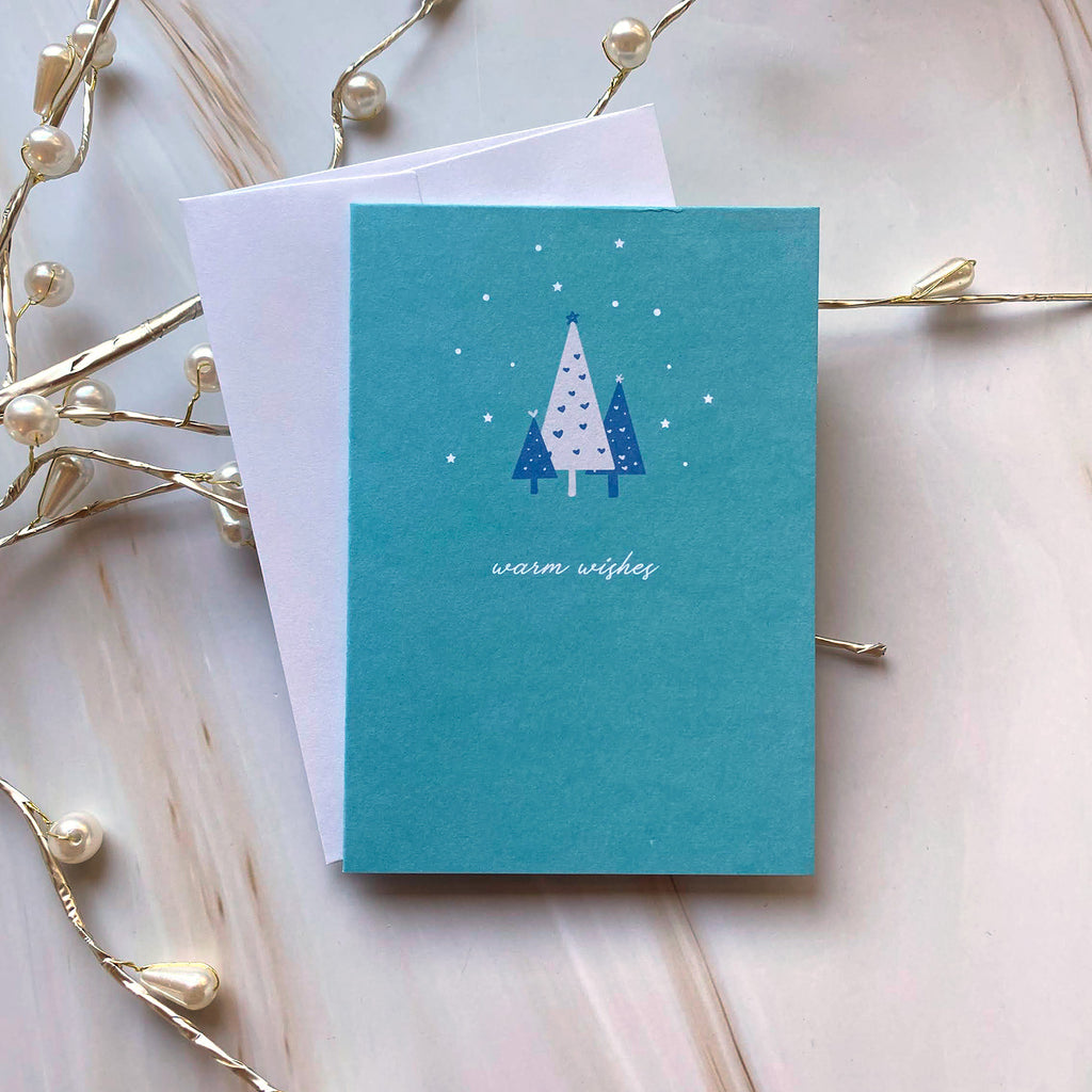 Warm Wishes Mini Holiday Greeting Card - Cheeky Peach Designs 