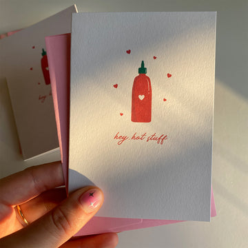 Hey, Hot Stuff! Mini Greeting Card - Cheeky Peach Designs 