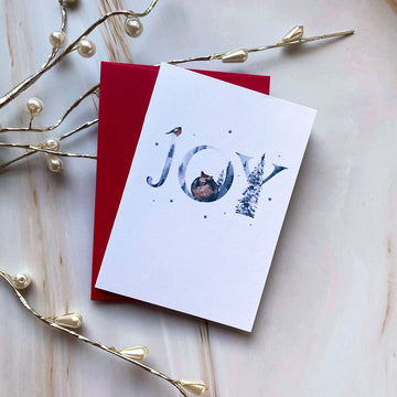 JOY Mini Watercolour Greeting Card - Cheeky Peach Designs 