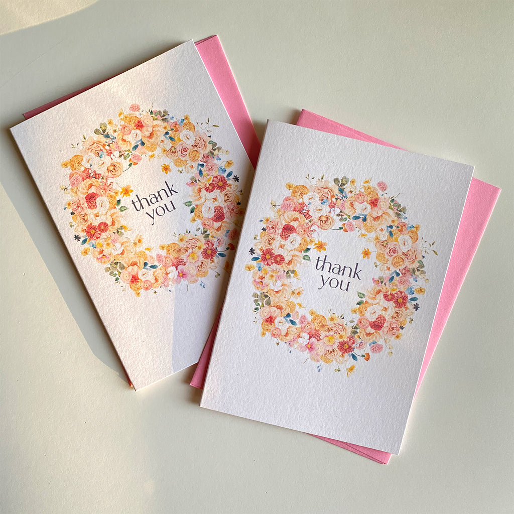 Floral Garden Thank You Mini Greeting Card - Cheeky Peach Designs 