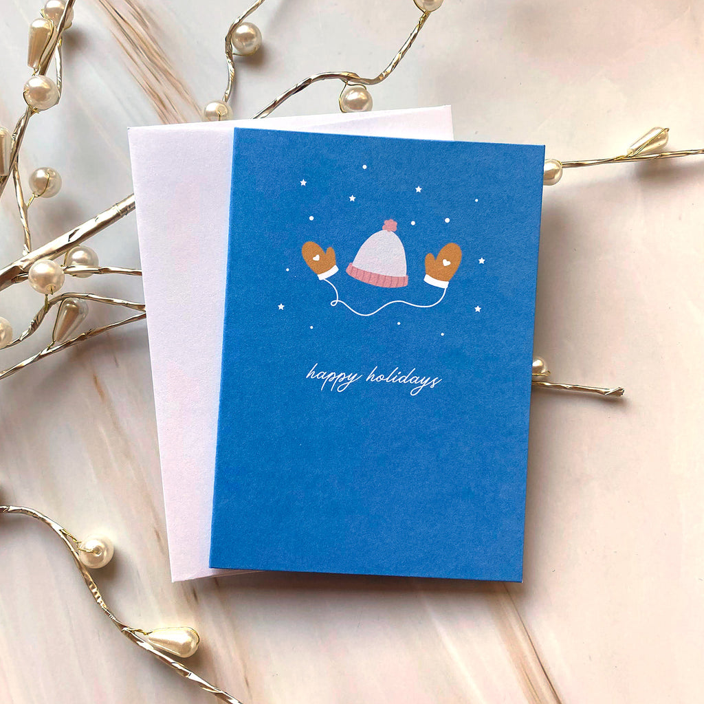 Happy Holidays Mini Greeting Card - Cheeky Peach Designs 