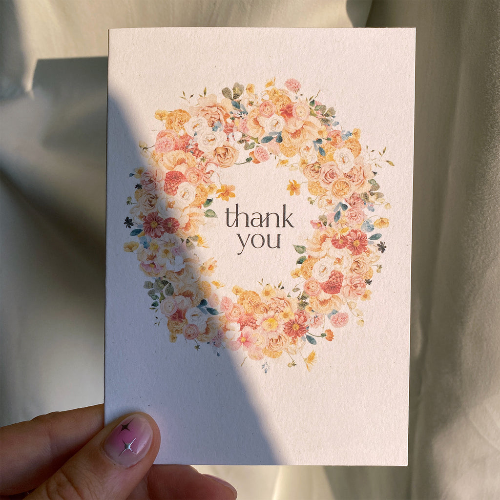 Floral Garden Thank You Mini Greeting Card - Cheeky Peach Designs 