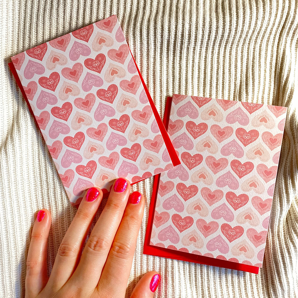 Candy Hearts Mini Greeting Card - Cheeky Peach Designs 