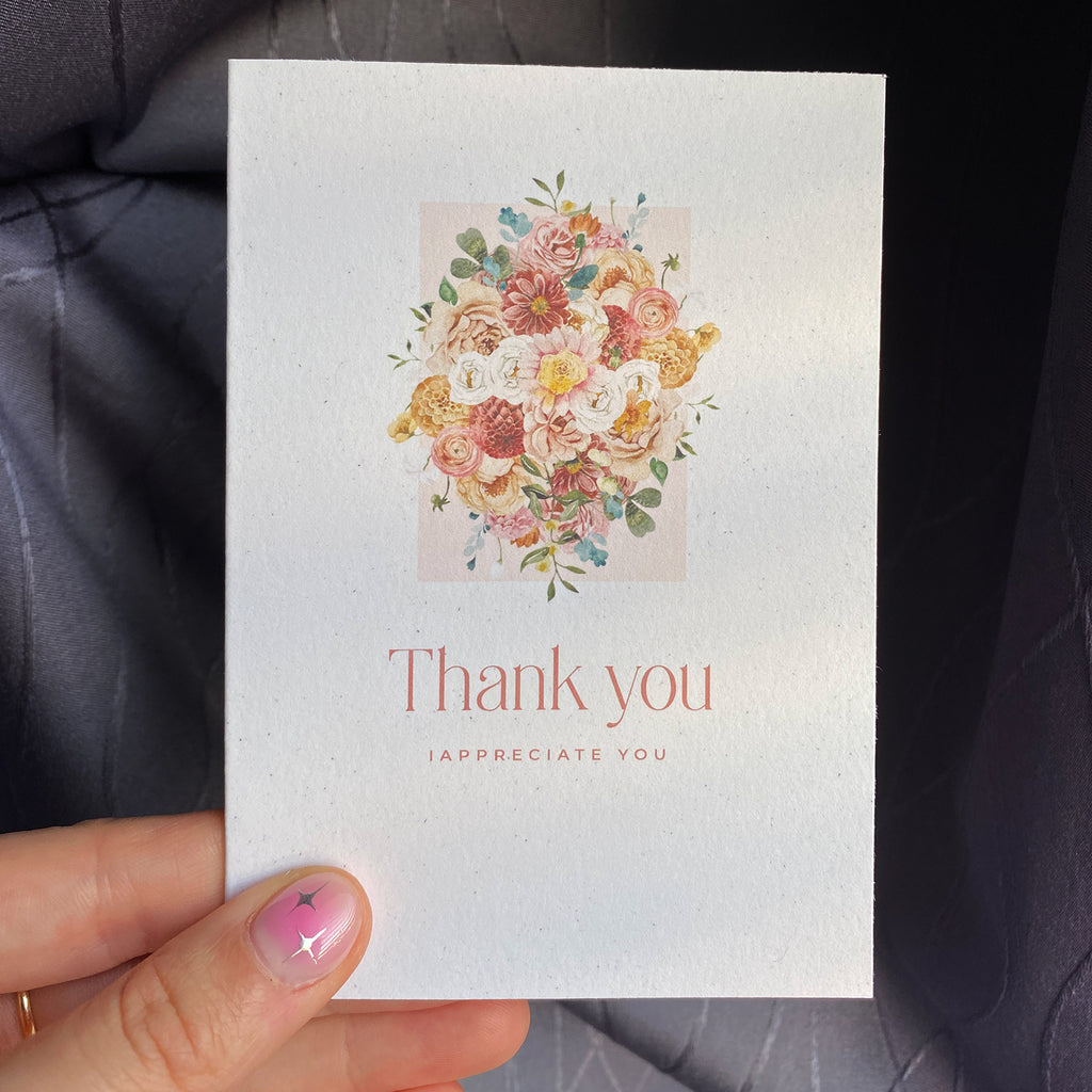 Floral Daydream Thank You Mini Greeting Card - Cheeky Peach Designs 
