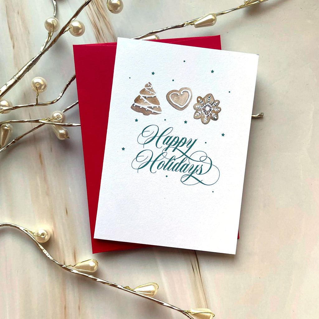 Warm Holiday Cookies Mini Watercolour Greeting Card - Cheeky Peach Designs 