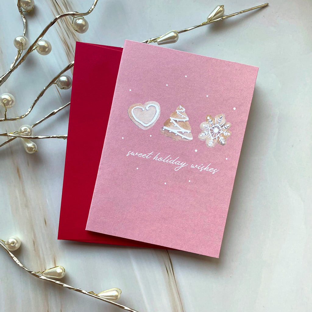 Sweet Holiday Wishes Mini Holiday Greeting Card - Cheeky Peach Designs 