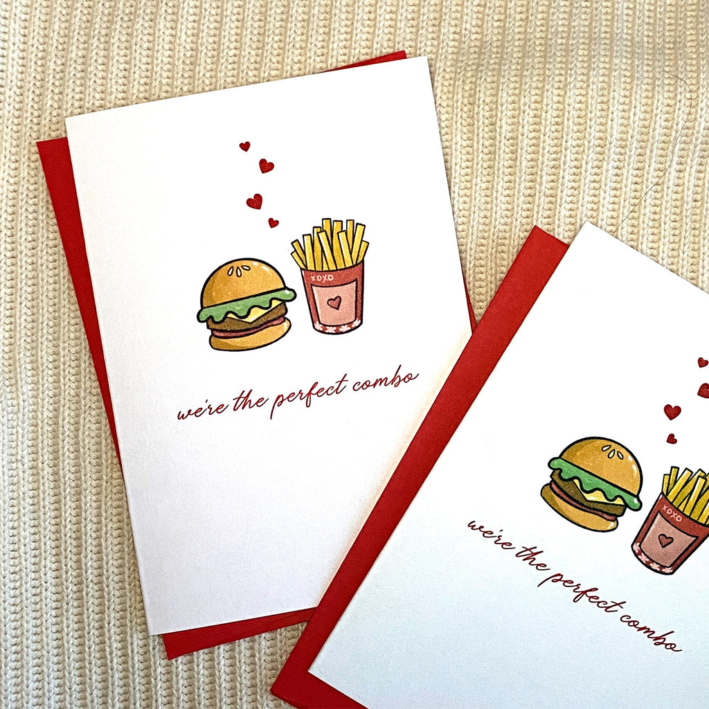 We're the Perfect Combo Mini Greeting Card - Cheeky Peach Designs 