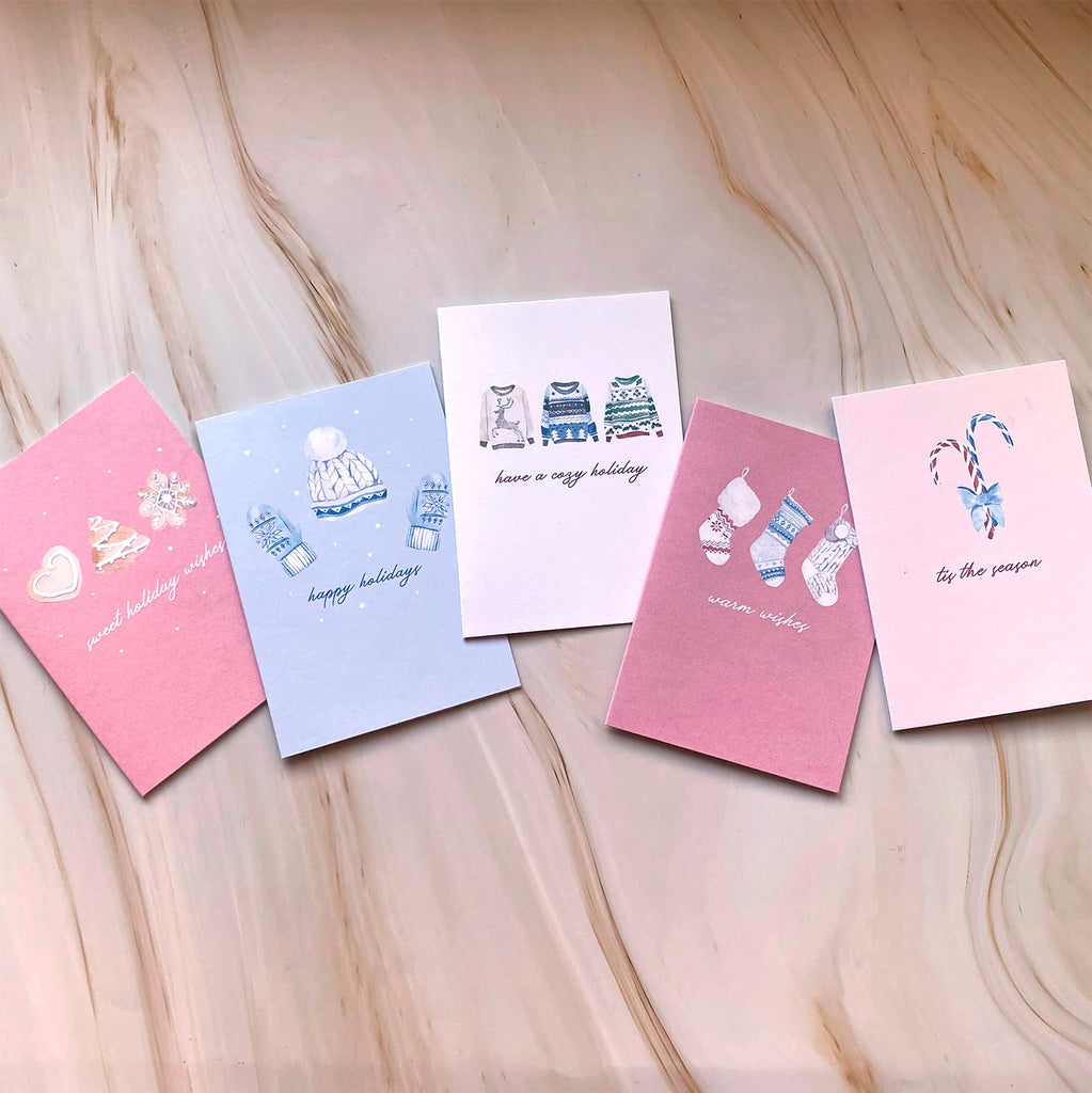 Candy Cane Mini Holiday Greeting Card - Cheeky Peach Designs 