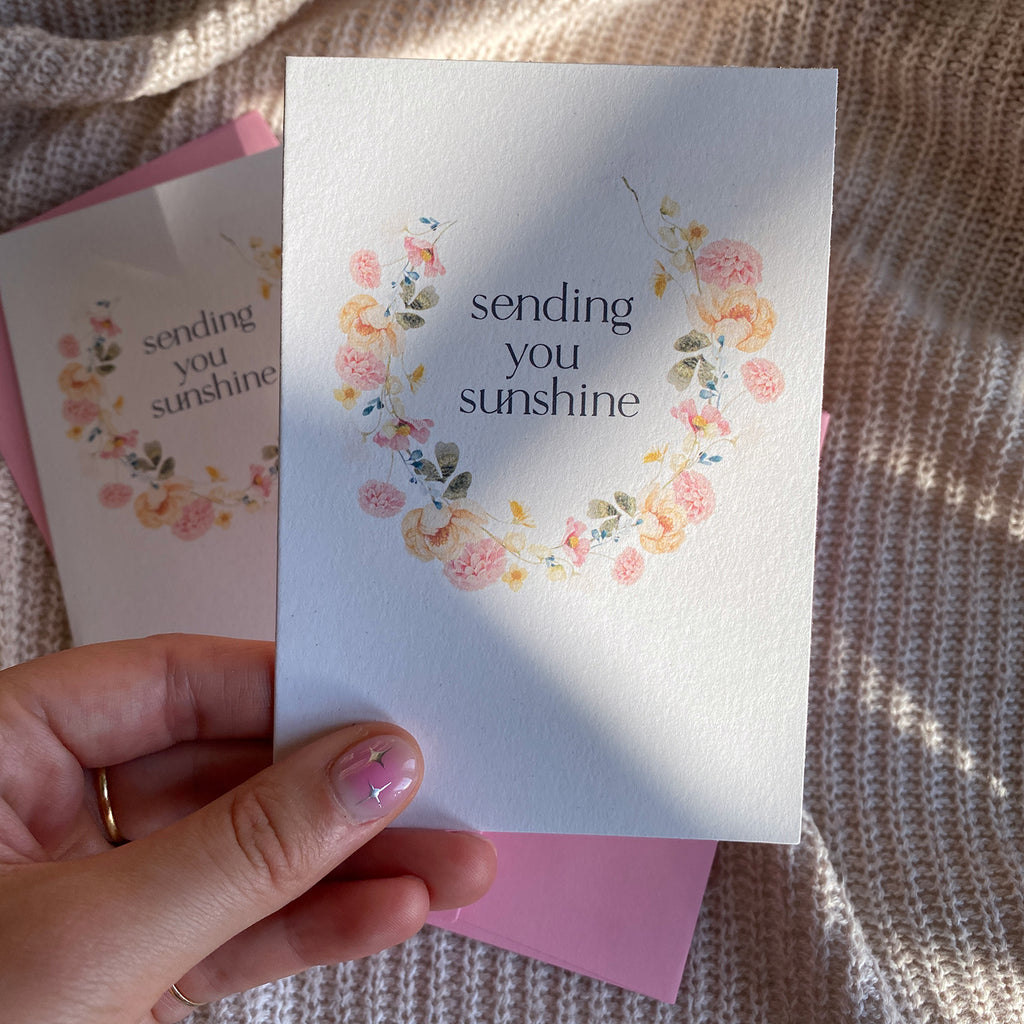 Sending You Sunshine Mini Greeting Card - Cheeky Peach Designs 