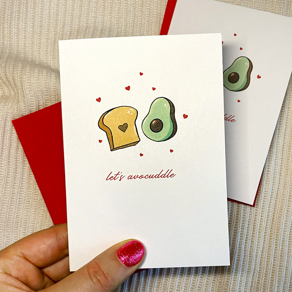 Let's Avocuddle Mini Greeting Card - Cheeky Peach Designs 