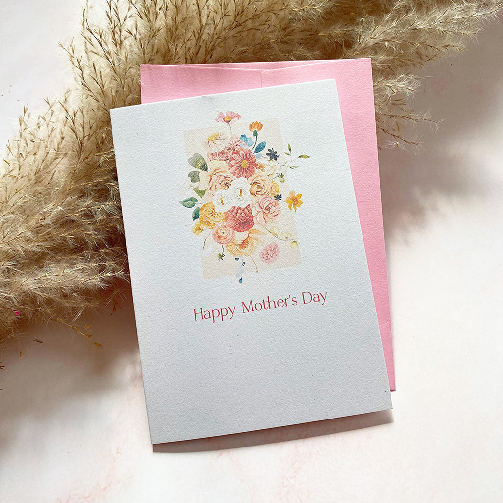 Mother's Day Bouquet Mini Greeting Card - Cheeky Peach Designs 