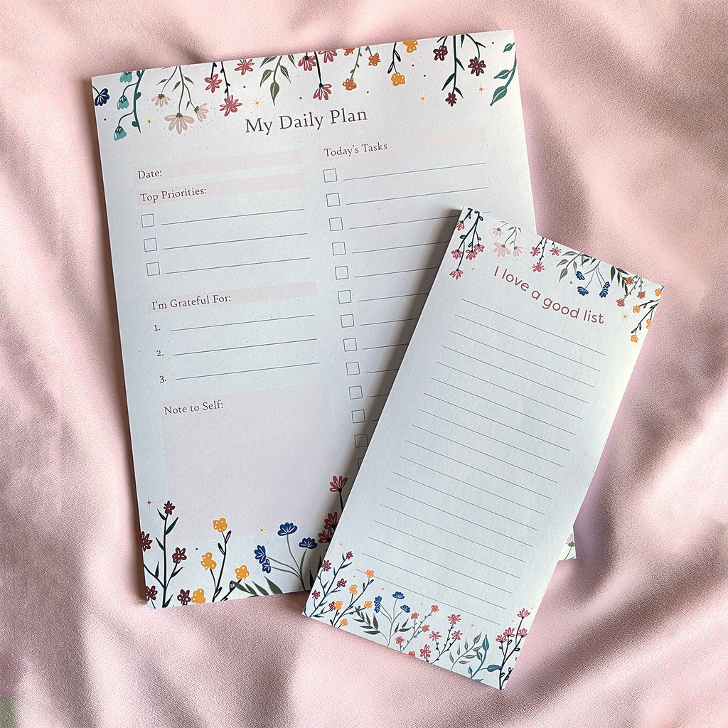 I Love A Good List Floral Notepad | 4"x8" - Cheeky Peach Designs 