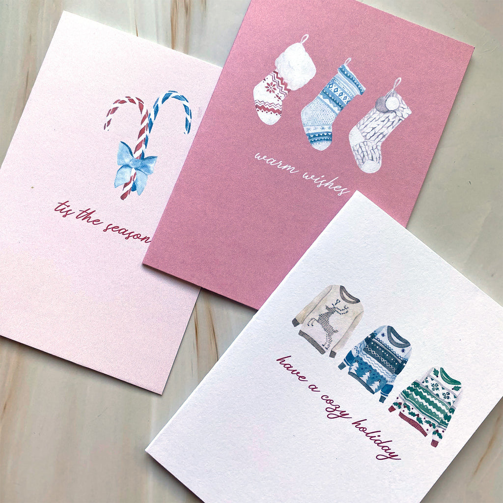 Candy Cane Mini Holiday Greeting Card - Cheeky Peach Designs 