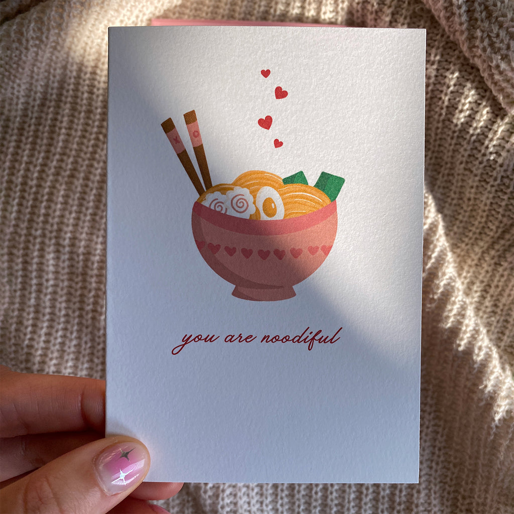 You Are Noodiful Mini Greeting Card - Cheeky Peach Designs 
