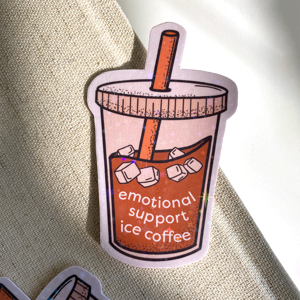 Emotional Support Ice Coffee Sticker - Cheeky Peach Designs 