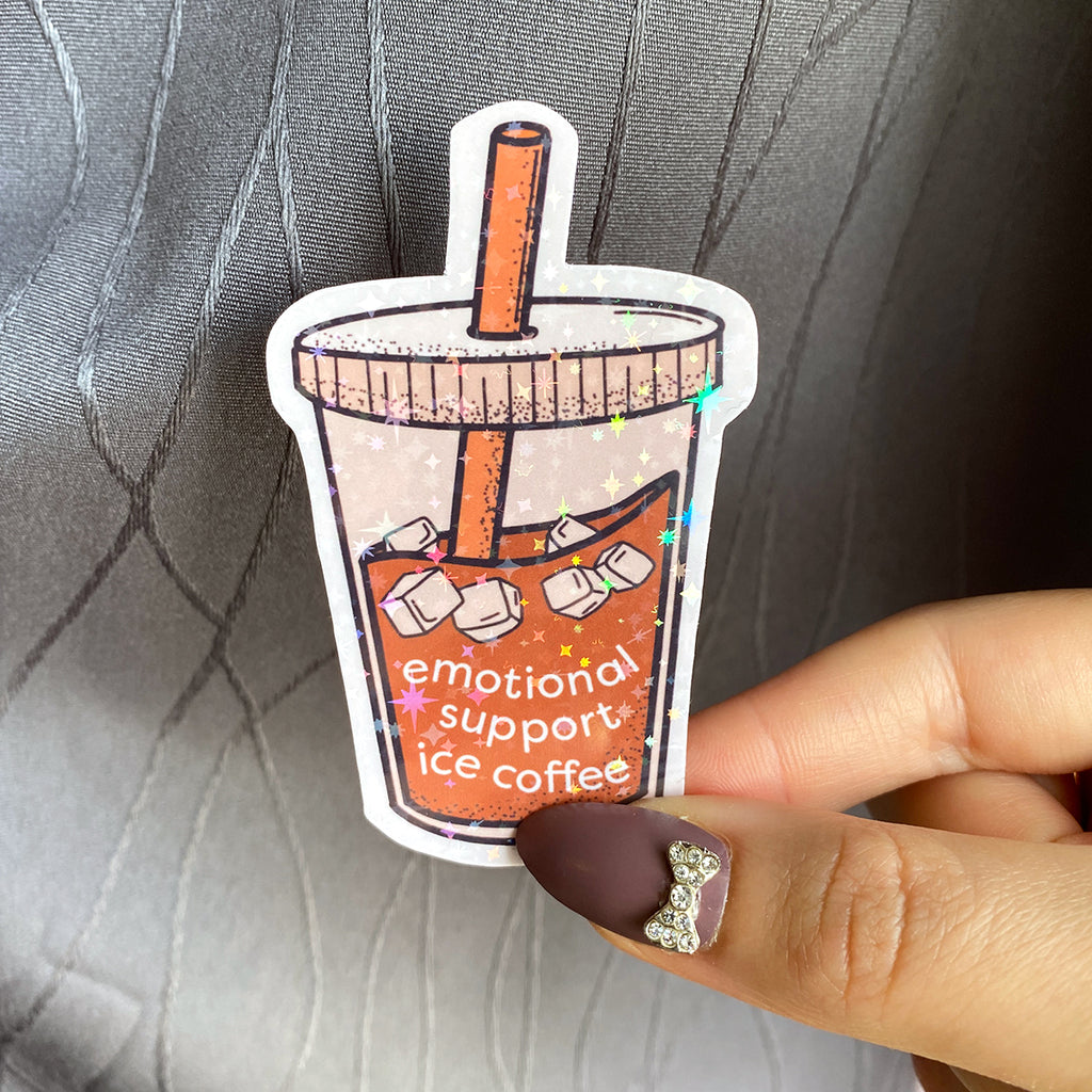 Emotional Support Ice Coffee Sticker - Cheeky Peach Designs 
