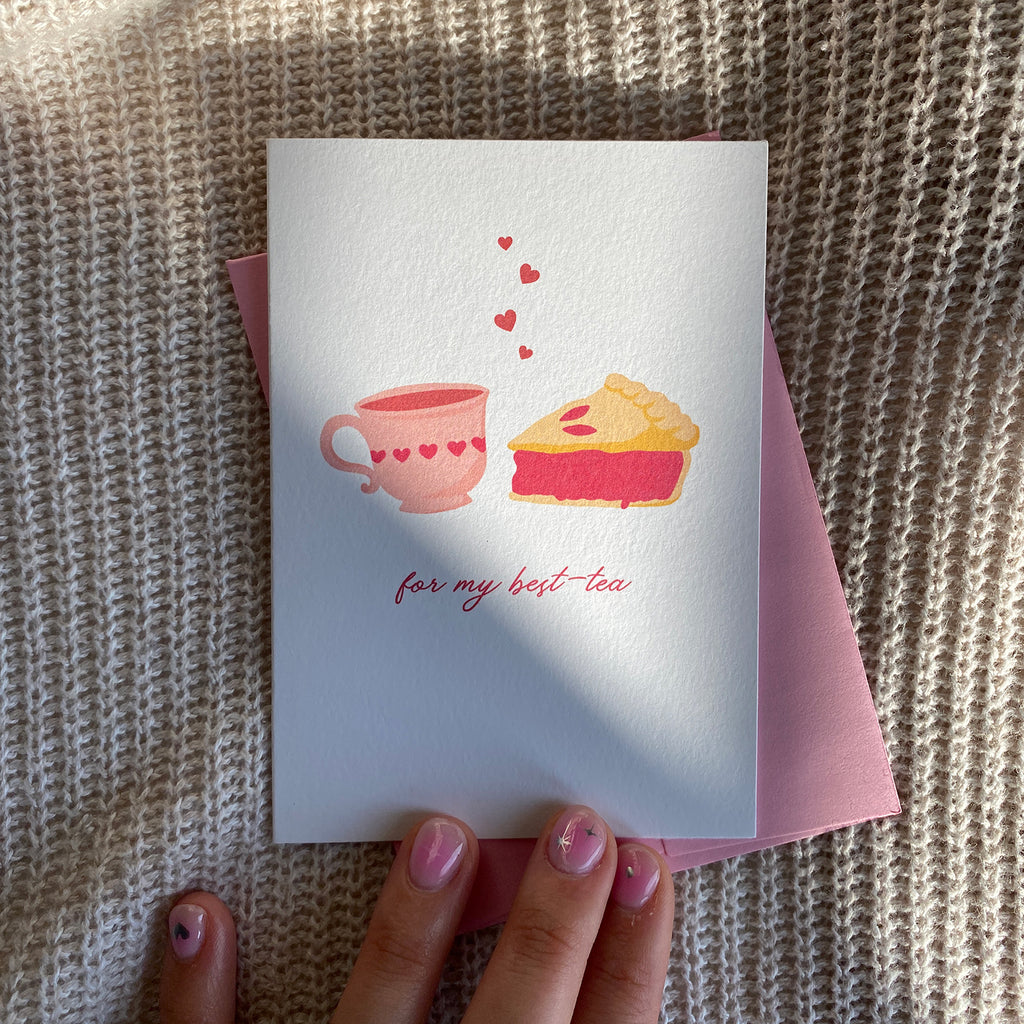 Best-Tea Mini Greeting Card - Cheeky Peach Designs 