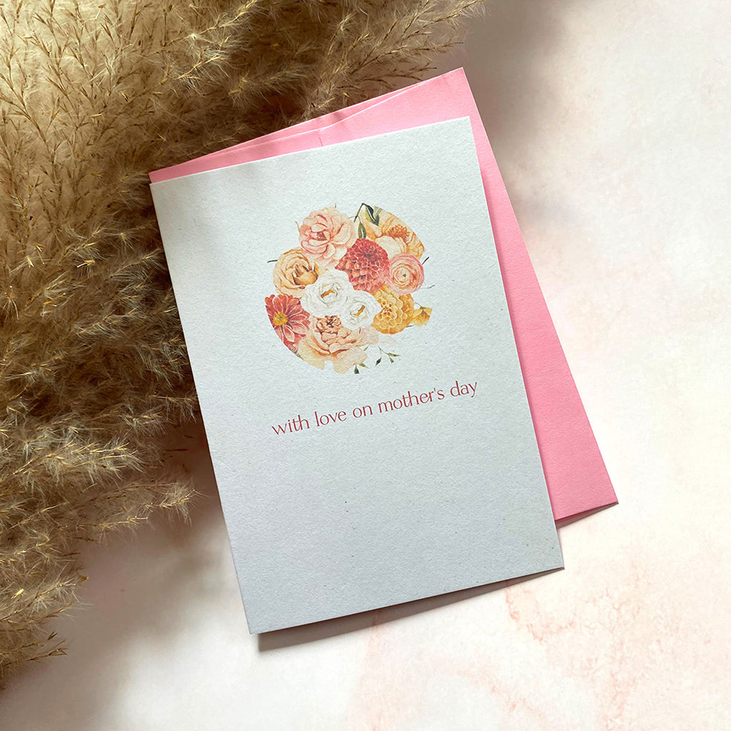 With Love on Mother's Day Mini Greeting Card - Cheeky Peach Designs 