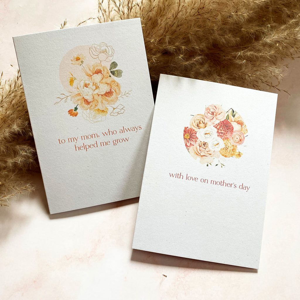 With Love on Mother's Day Mini Greeting Card - Cheeky Peach Designs 