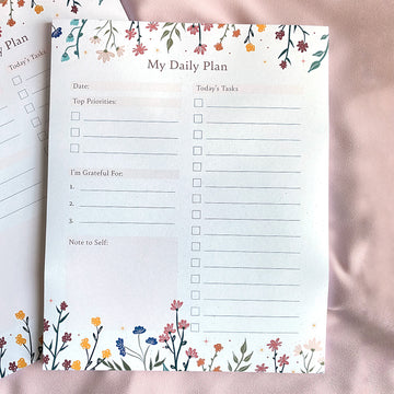 Floral Daily Planner Notepad | 8”x10” - Cheeky Peach Designs 