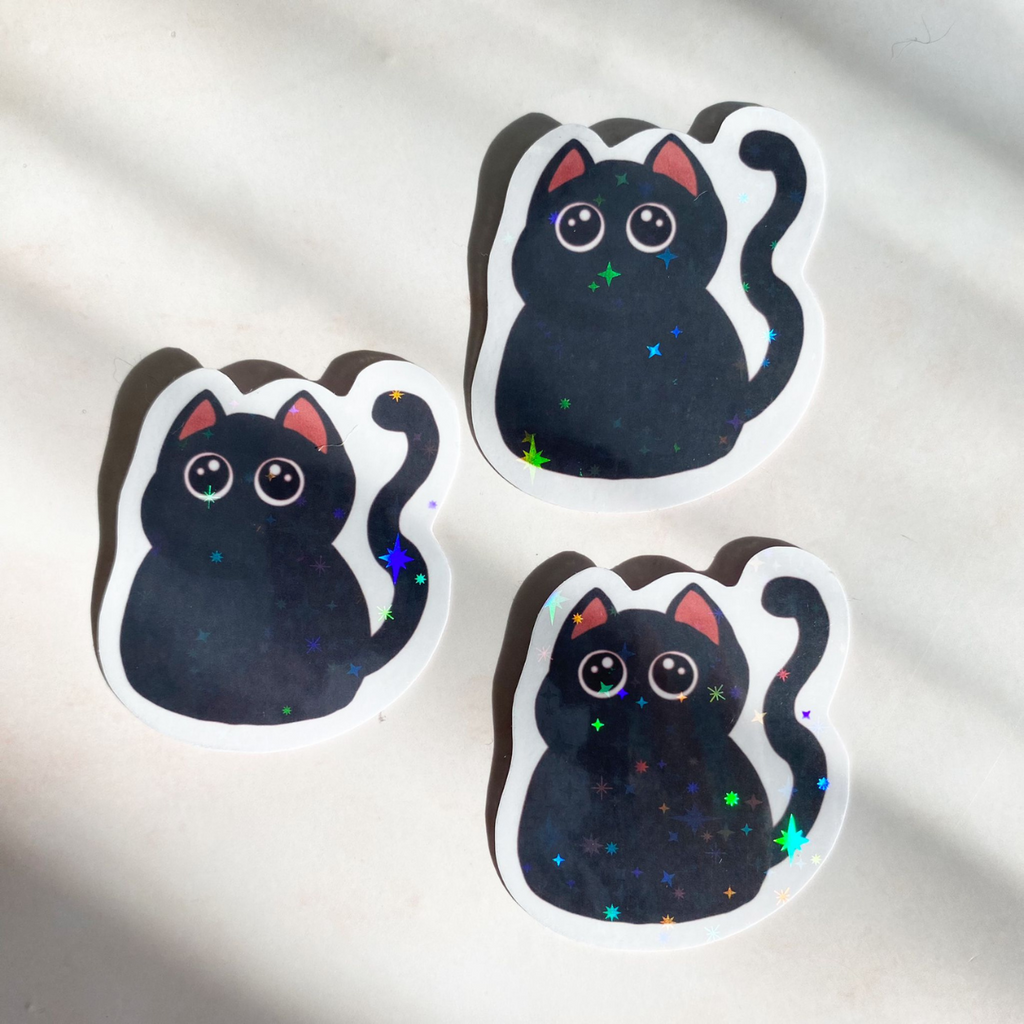 Purfect Black Cat Sticker - Cheeky Peach Designs 