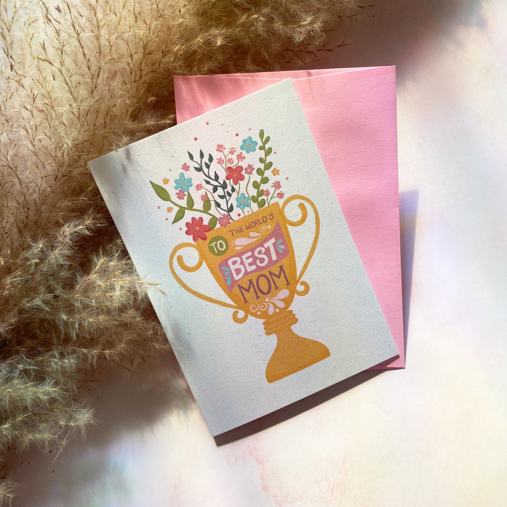 To The World’s Best Mom | Mother's Day Mini Greeting Card - Cheeky Peach Designs 