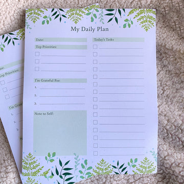 Leafy Green Daily Planner Notepad | 8”x10” - Cheeky Peach Designs 