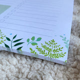 Leafy Green Daily Planner Notepad | 8”x10” - Cheeky Peach Designs 