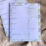 Leafy Green Weekly Planner Notepad | 8”x10” - Cheeky Peach Designs 