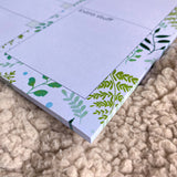 Leafy Green Weekly Planner Notepad | 8”x10” - Cheeky Peach Designs 