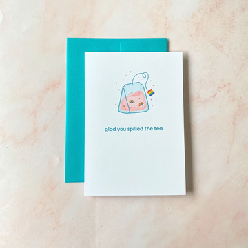 Spill The Tea | Pride | Mini Greeting Card - Cheeky Peach Designs 