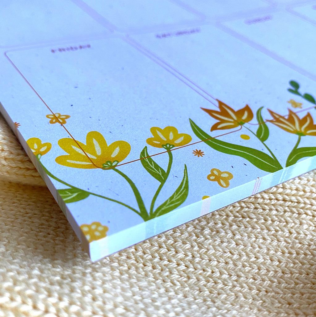 Sunshine Floral Weekly Planner Notepad | 8”x10” - Cheeky Peach Designs 