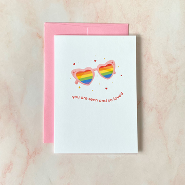 Seen & Loved | Pride | Mini Greeting Card - Cheeky Peach Designs 