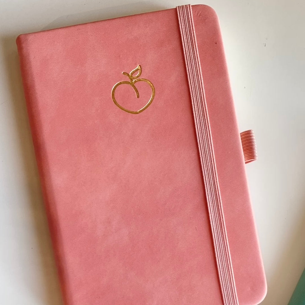 Peachy Pink Dreams A6 Hardcover Notebook - Cheeky Peach Designs 