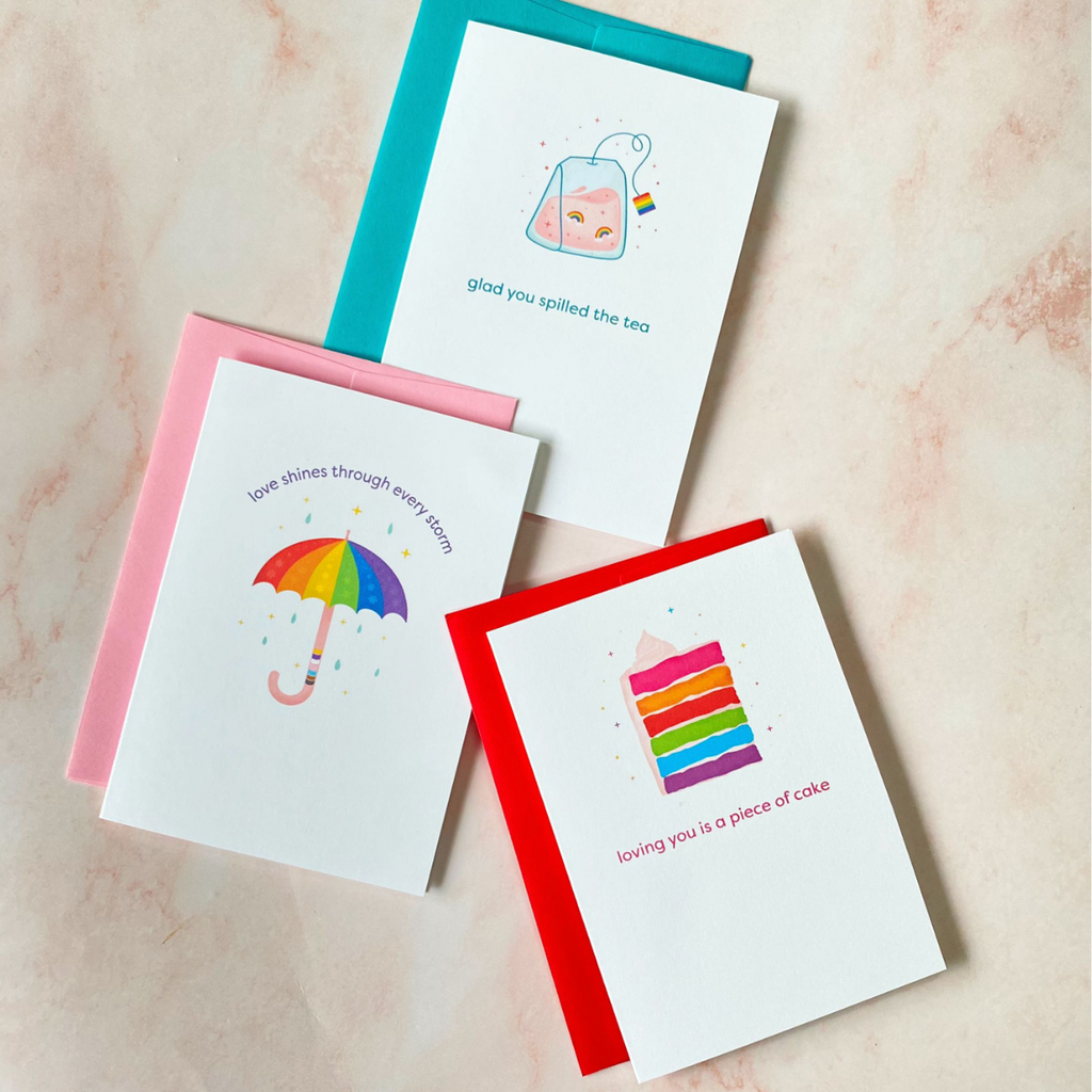 Spill The Tea | Pride | Mini Greeting Card - Cheeky Peach Designs 