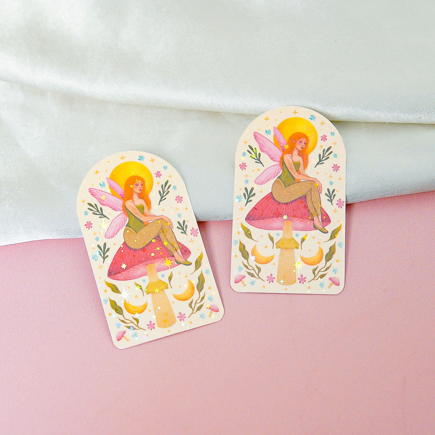 Forest Daydreams Fairy vinyl sticker with sparkly waterproof finish, front view