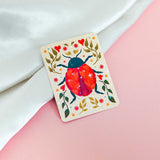 Ladybug Luck vinyl sticker with sparkly waterproof finish, front view