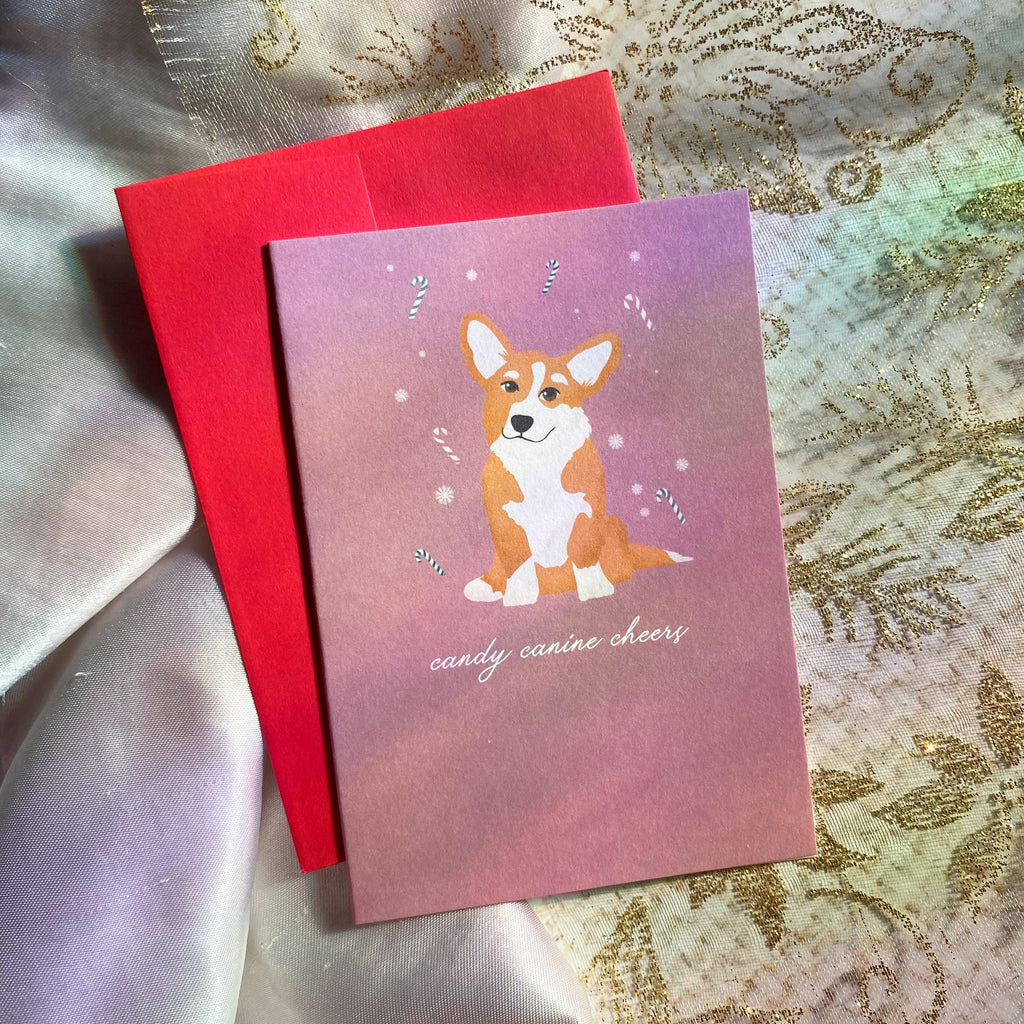 Candy Canine Dog | Corgi | Mini Greeting Card - Cheeky Peach Designs 